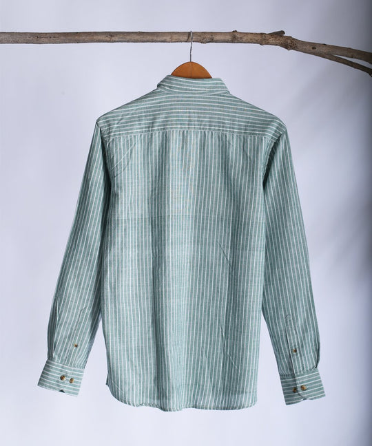 Sea green striped collared shirt