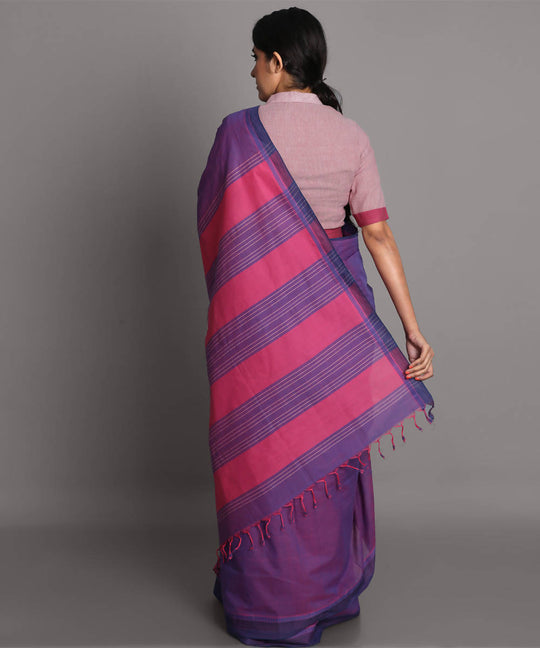 Lavender cotton handwoven saree