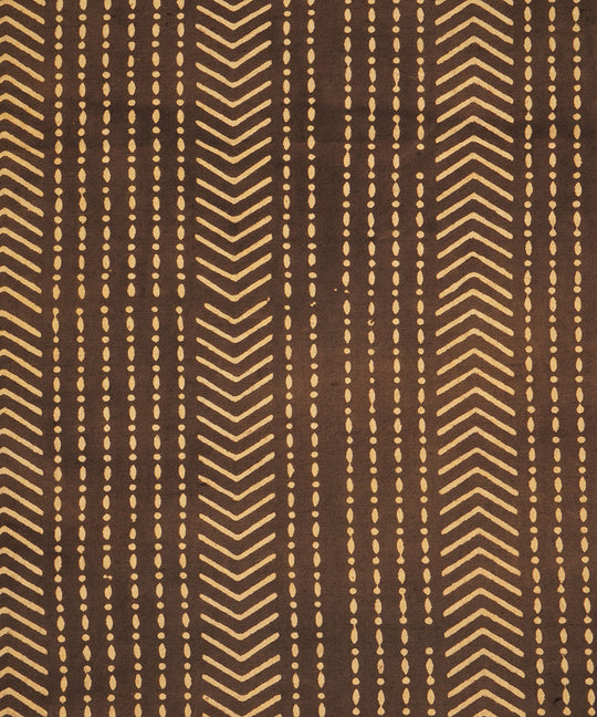Black off white hand block print cotton linen fabric