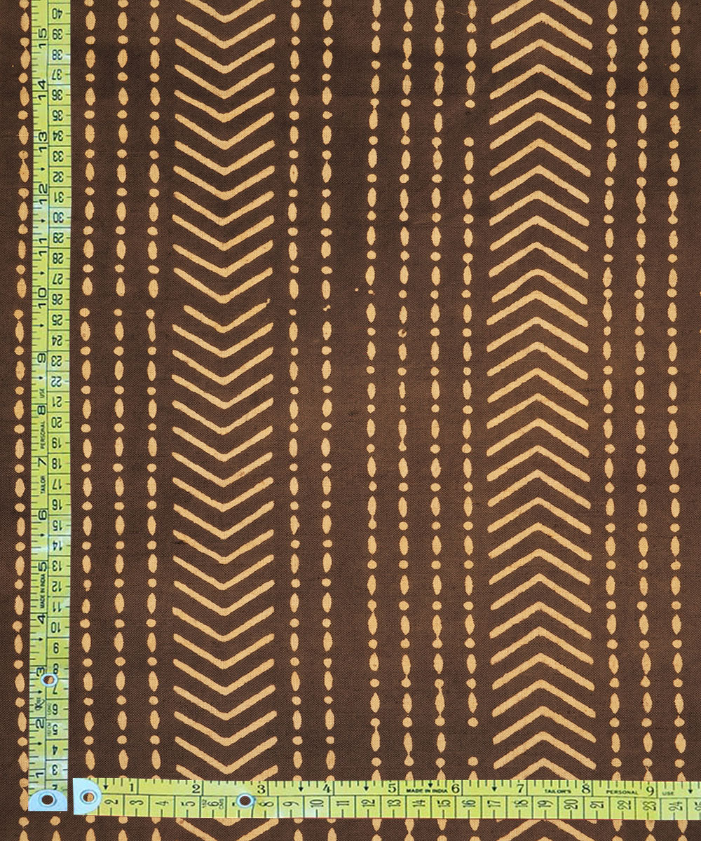 Black off white hand block print cotton linen fabric