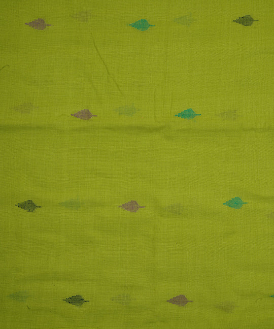 Green handloom bengal cotton jamdani fabric