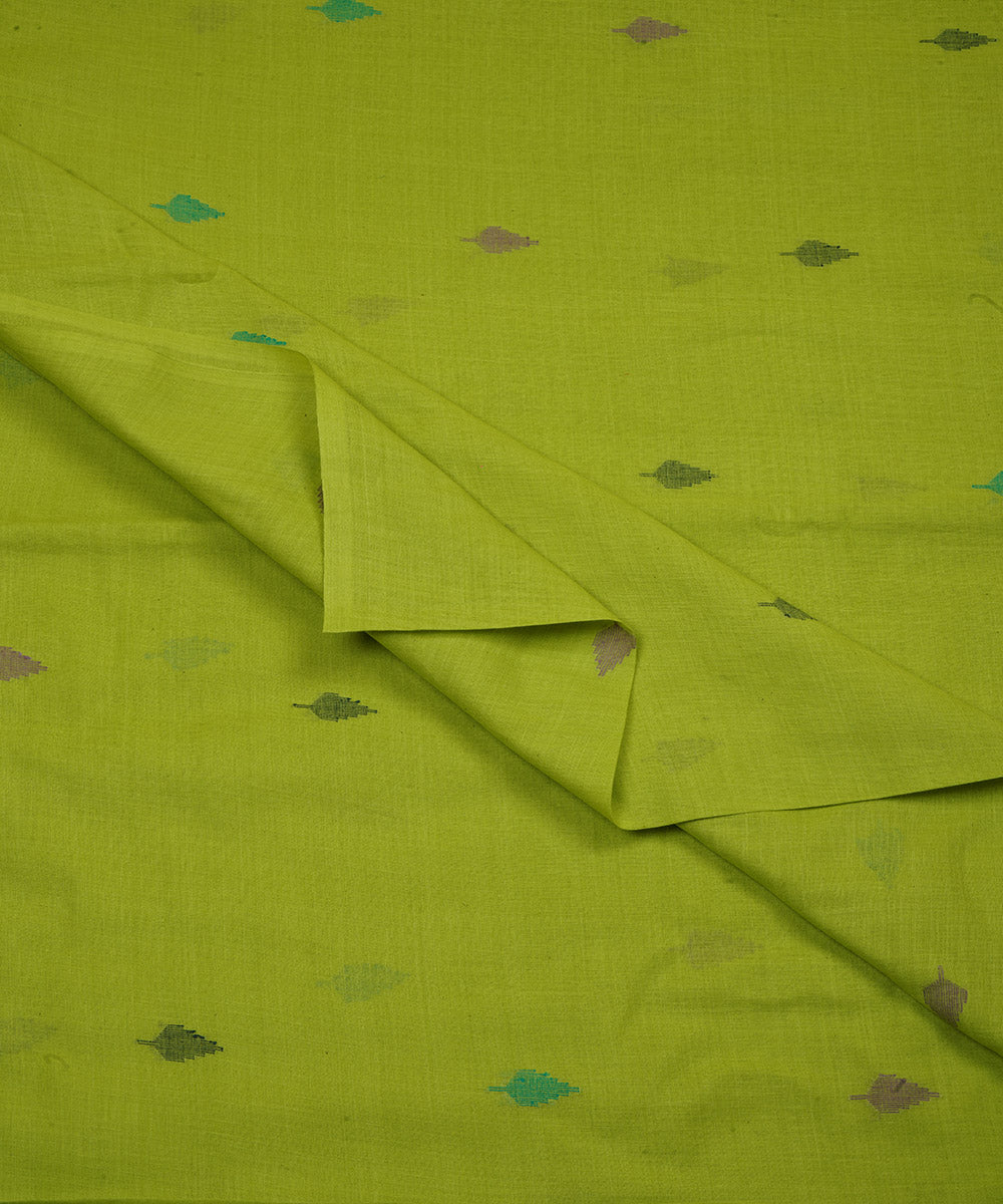 Green handloom bengal cotton jamdani fabric