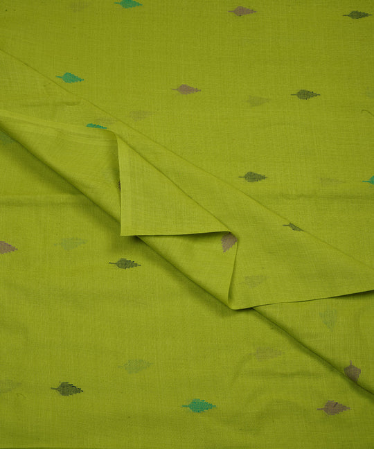 Green handloom bengal cotton jamdani fabric