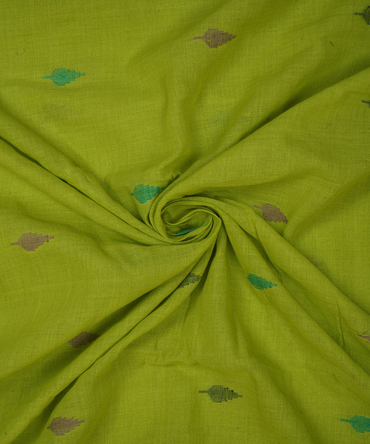 Green handloom bengal cotton jamdani fabric