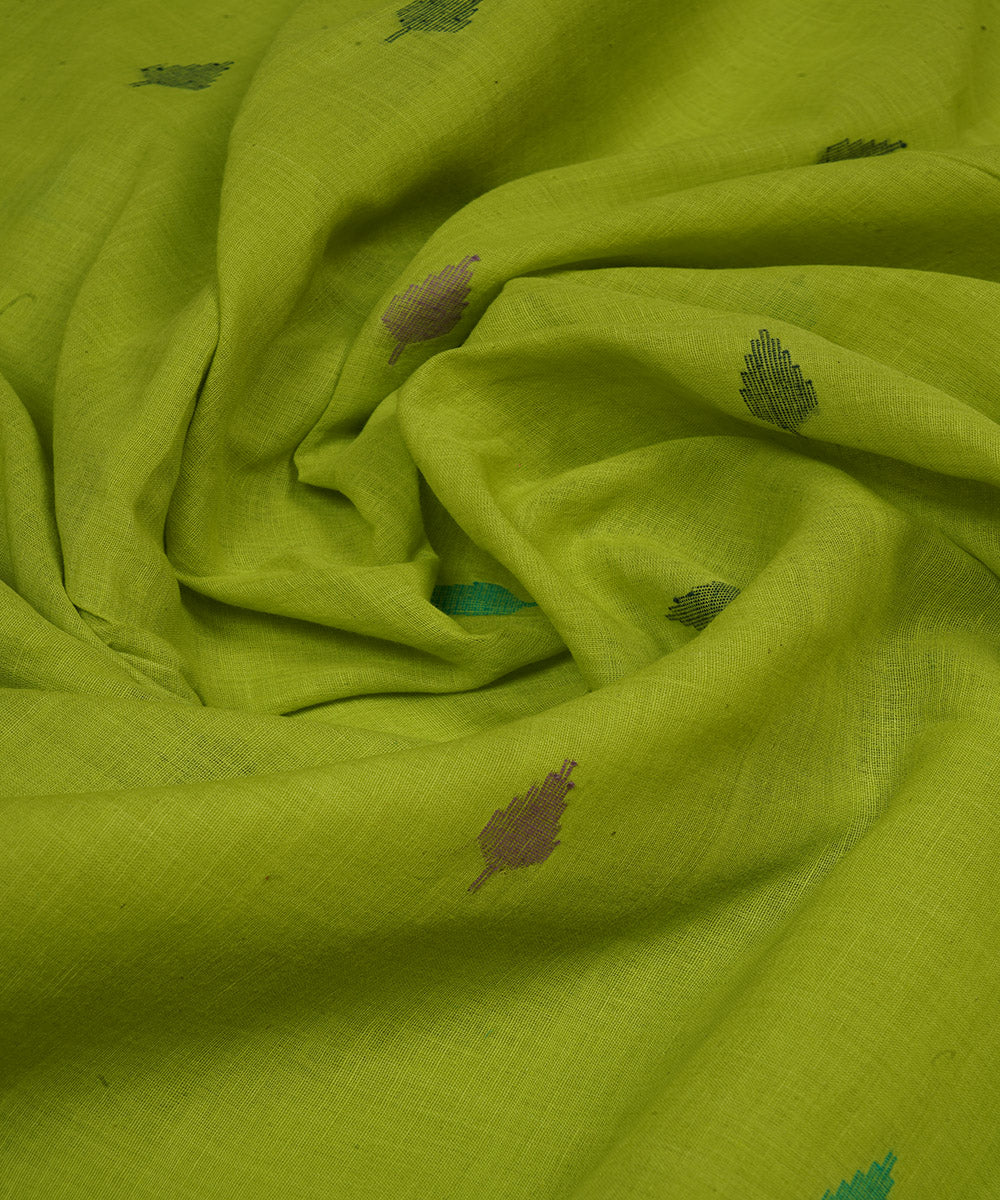 Green handloom bengal cotton jamdani fabric