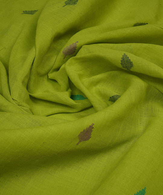 Green handloom bengal cotton jamdani fabric