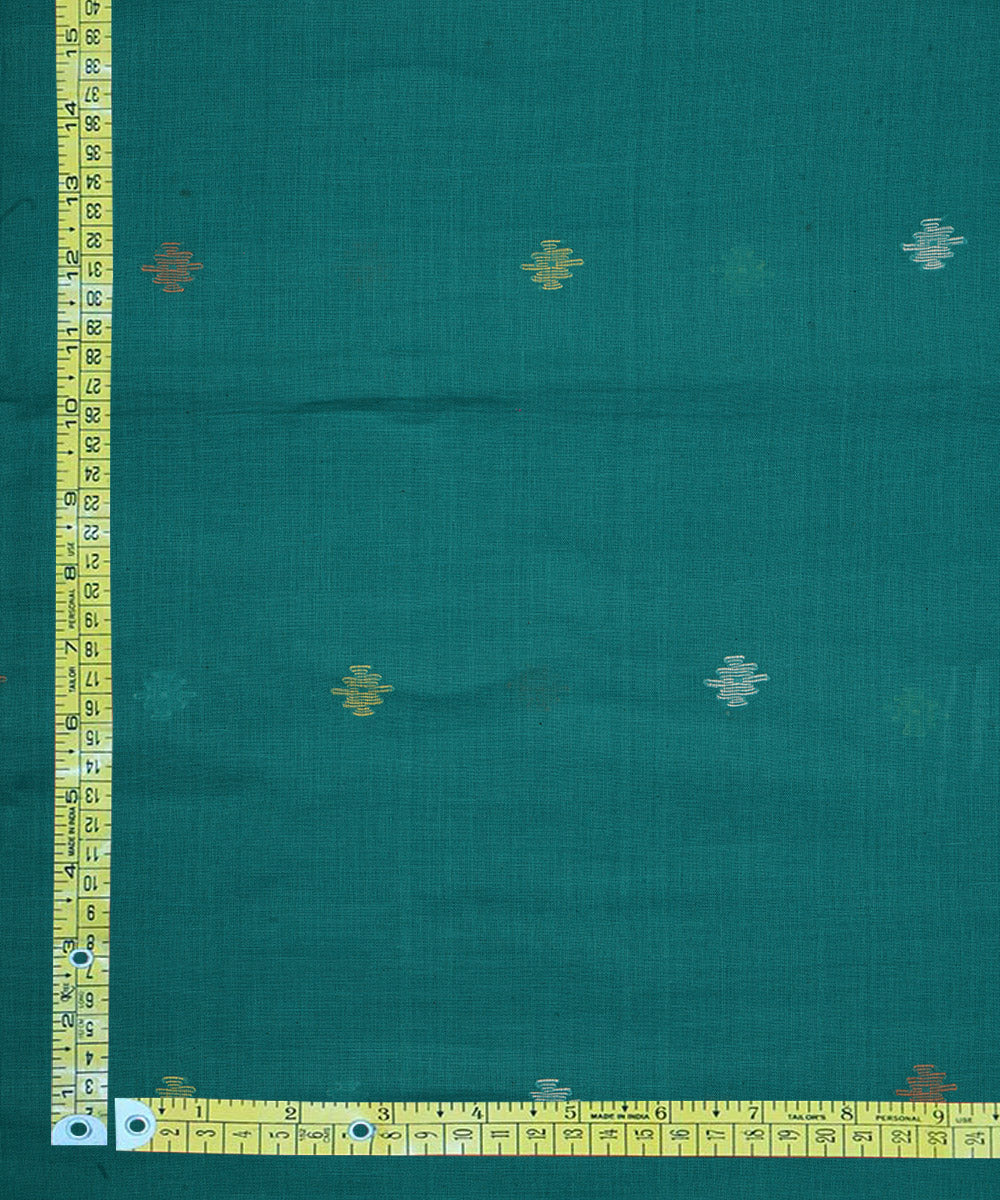 Teal handloom bengal cotton jamdani fabric