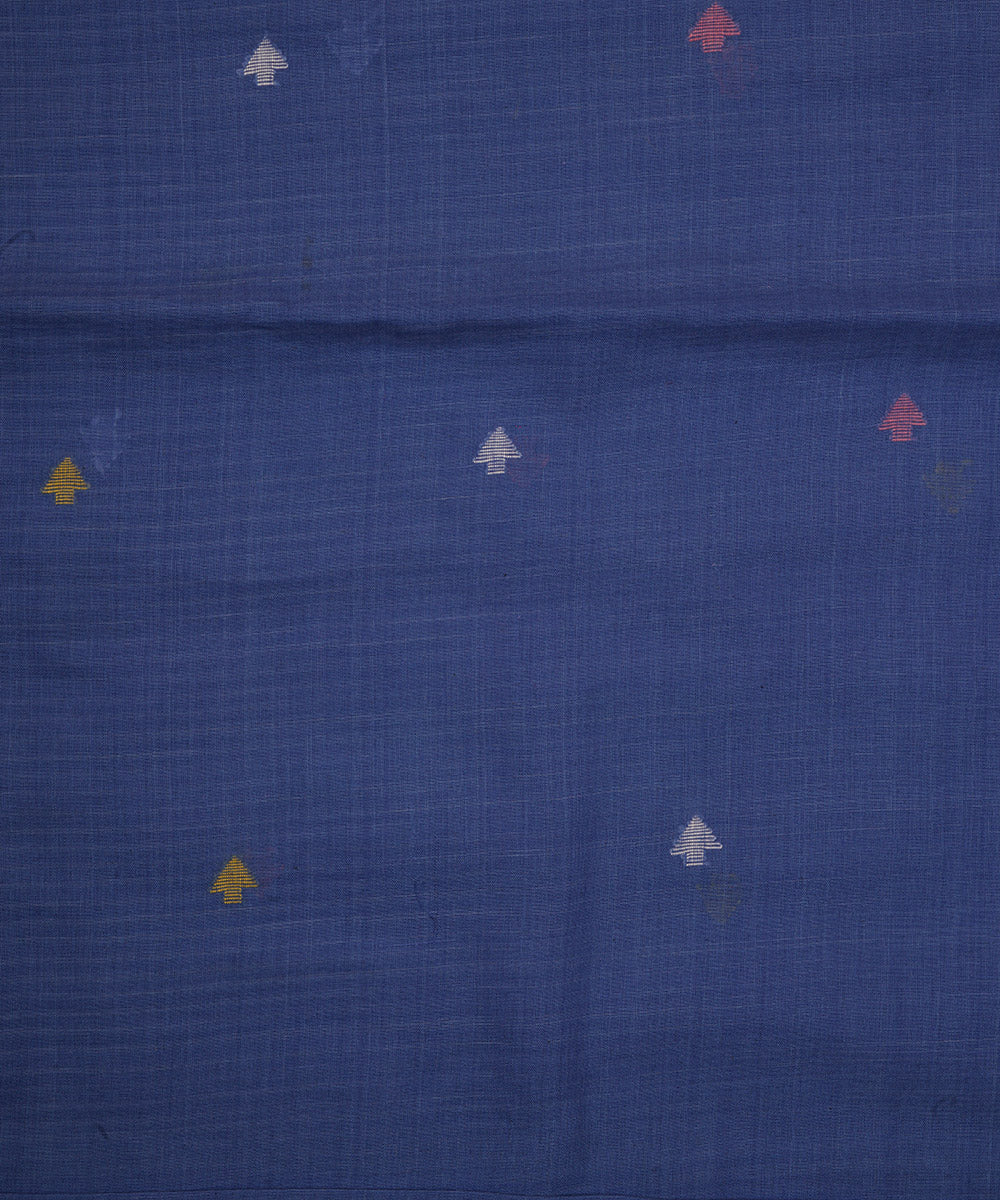 Dark blue handloom bengal cotton jamdani fabric