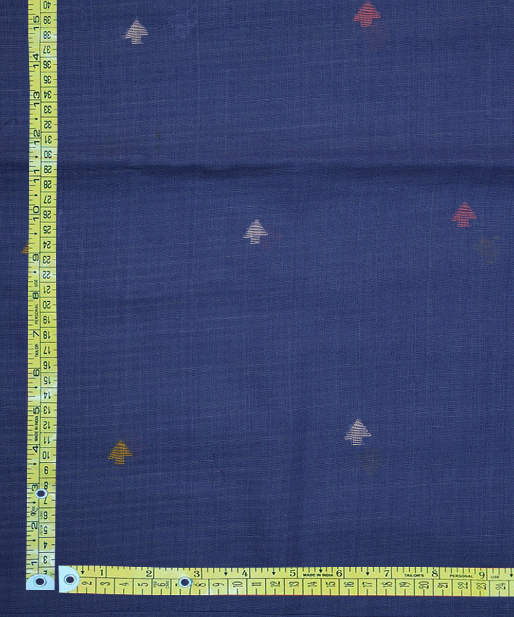 Dark blue handloom bengal cotton jamdani fabric