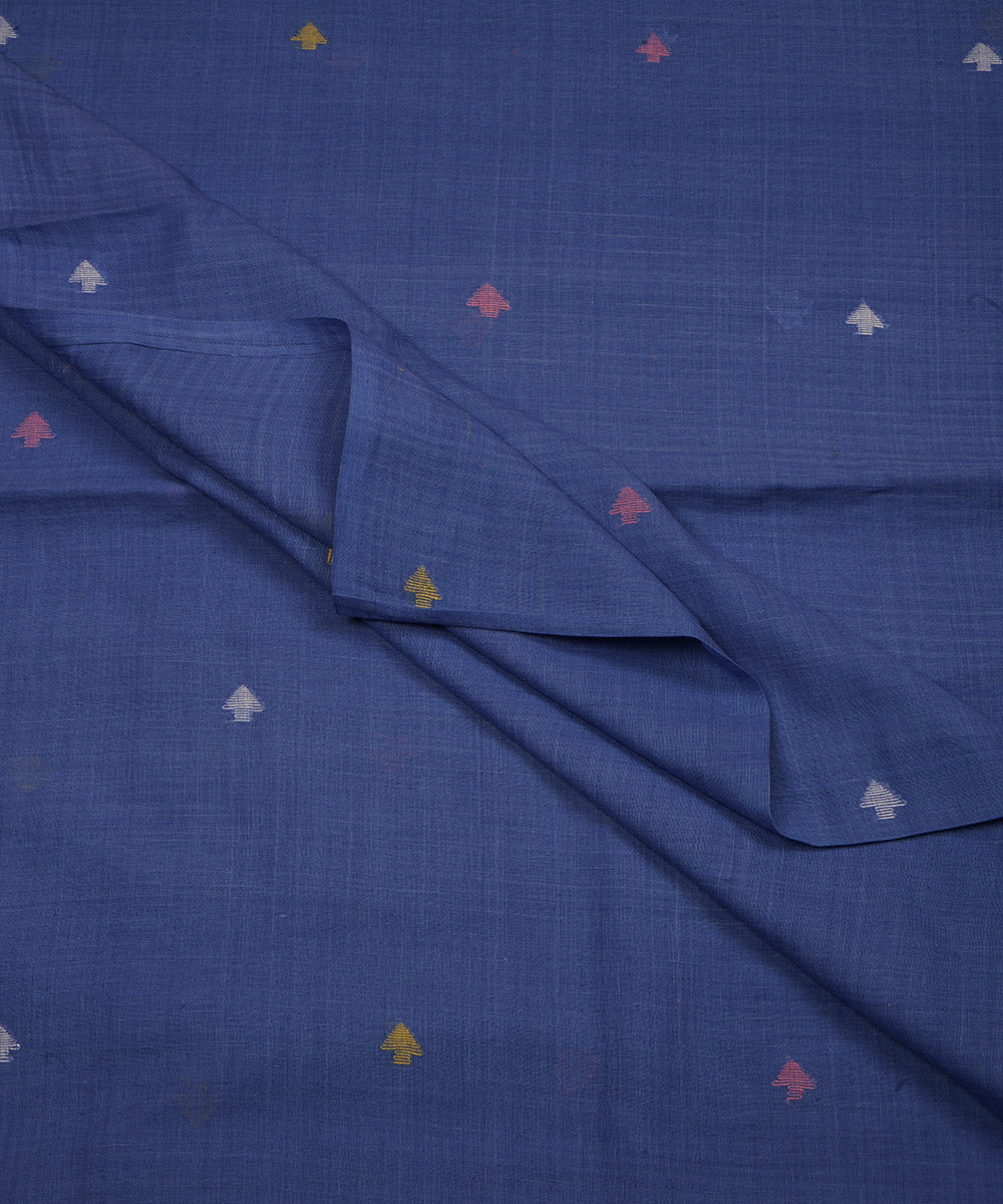Dark blue handloom bengal cotton jamdani fabric