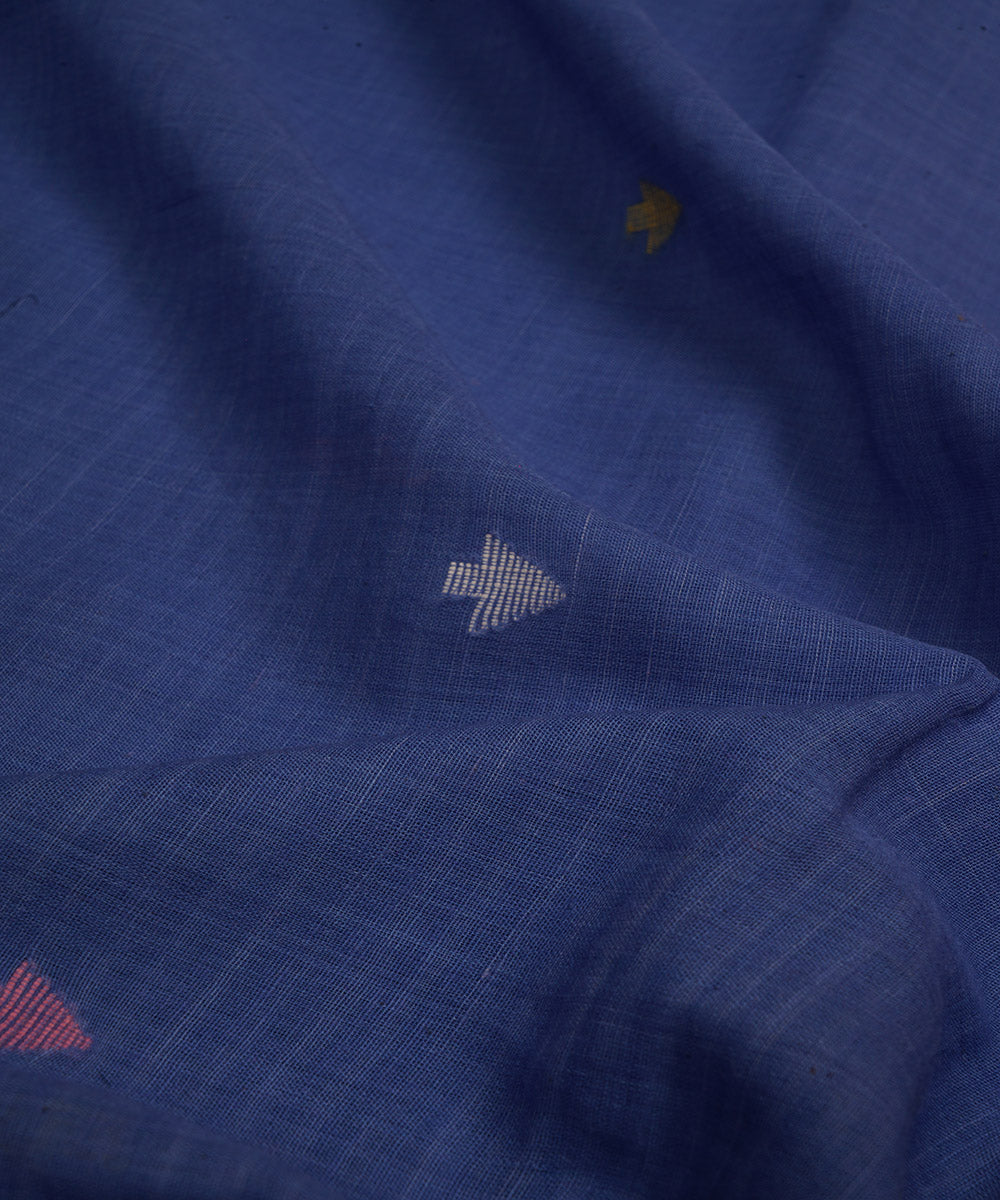 Dark blue handloom bengal cotton jamdani fabric