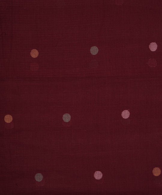 Maroon handloom bengal cotton jamdani fabric