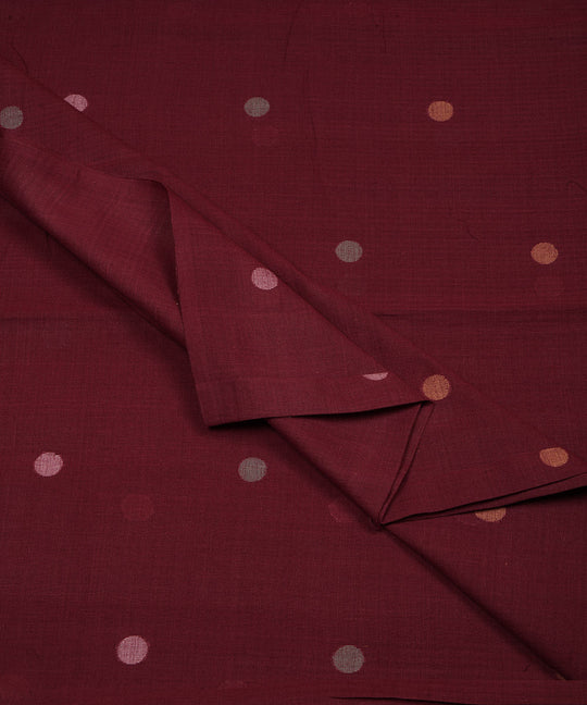 Maroon handloom bengal cotton jamdani fabric