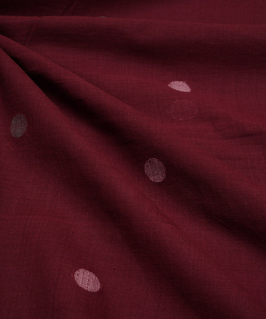 Maroon handloom bengal cotton jamdani fabric