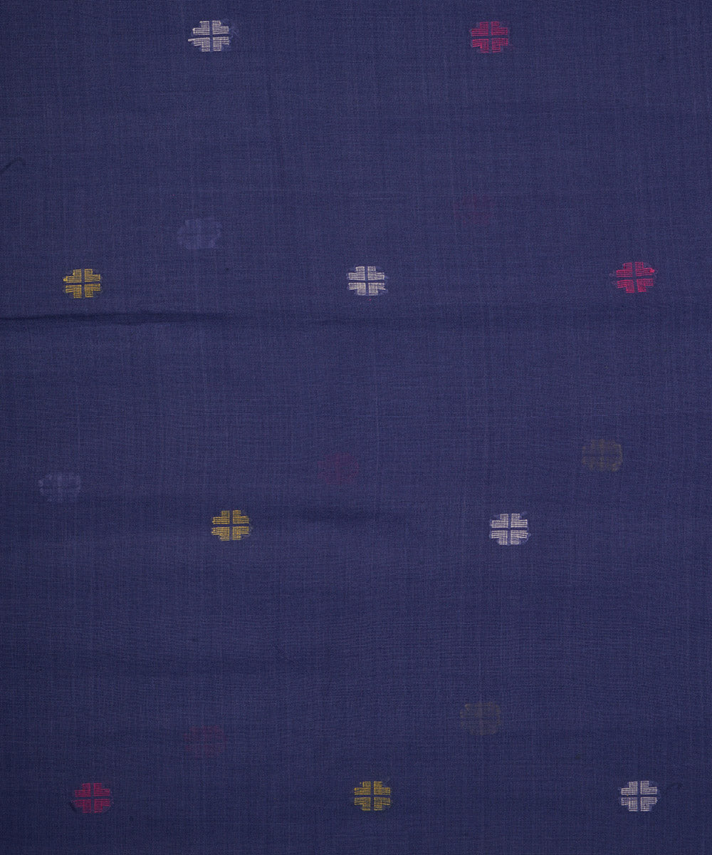 Dark blue hand loom bengal cotton jamdani fabric