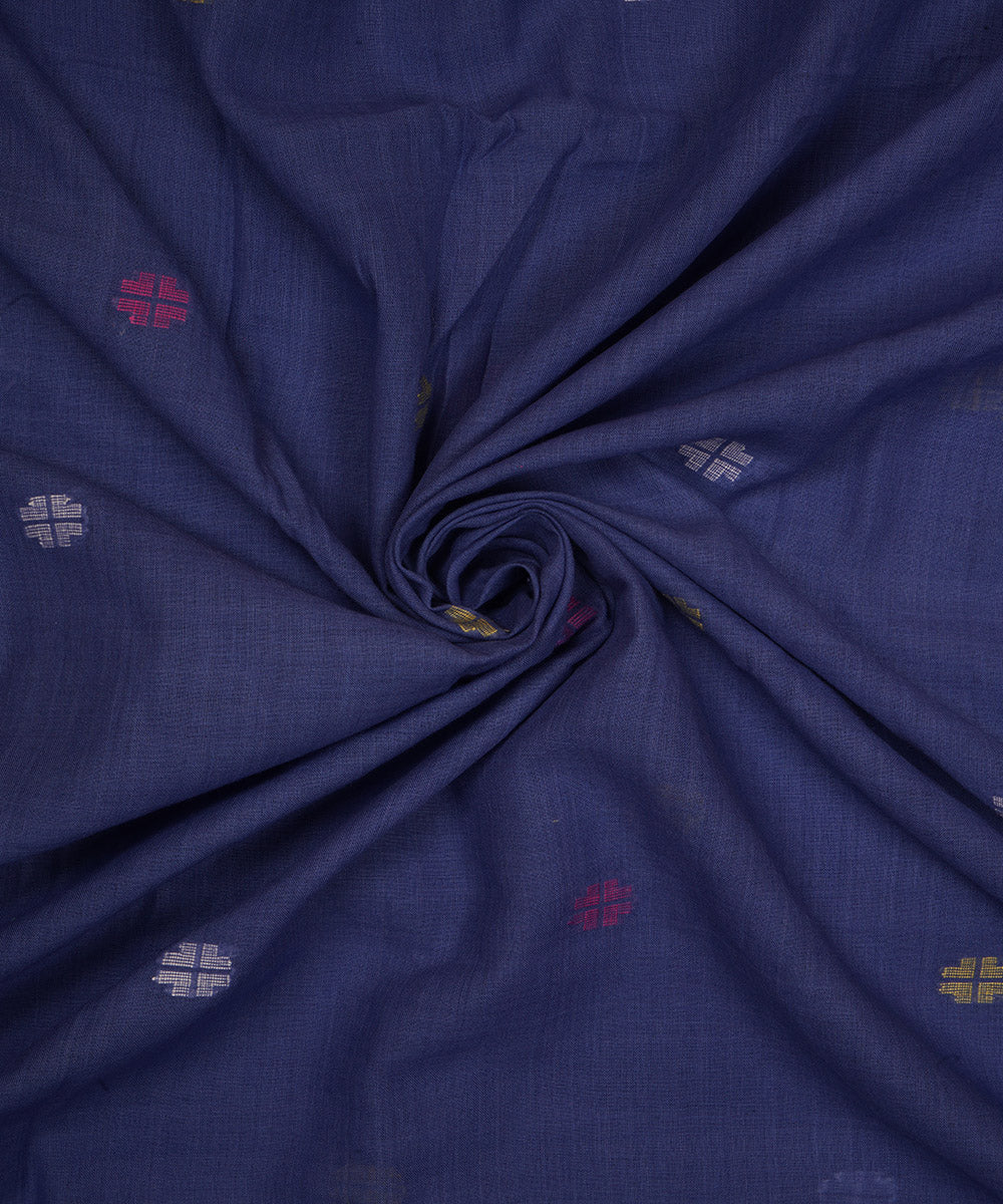 Dark blue hand loom bengal cotton jamdani fabric