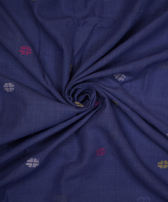 Dark blue hand loom bengal cotton jamdani fabric