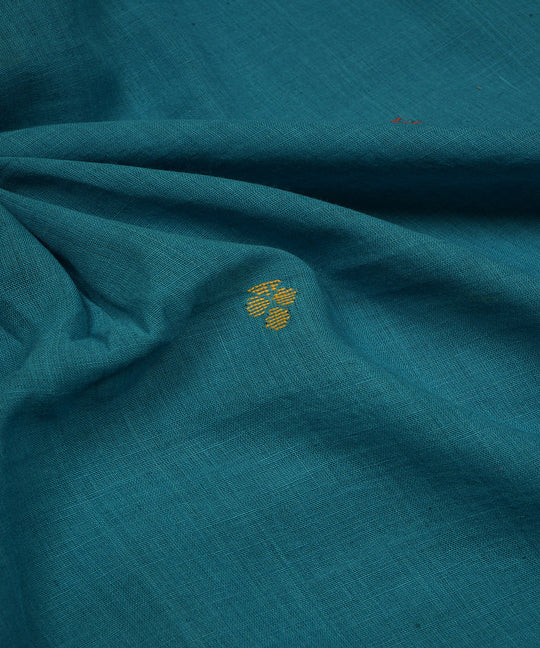 Teal hand loom bengal cotton jamdani fabric