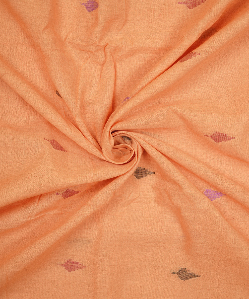 Peach handloom bengal cotton jamdani fabric
