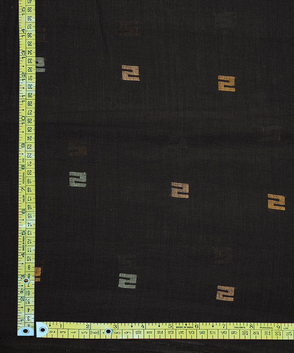 Black handloom bengal cotton jamdani fabric