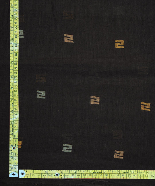 Black handloom bengal cotton jamdani fabric