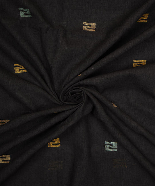 Black handloom bengal cotton jamdani fabric