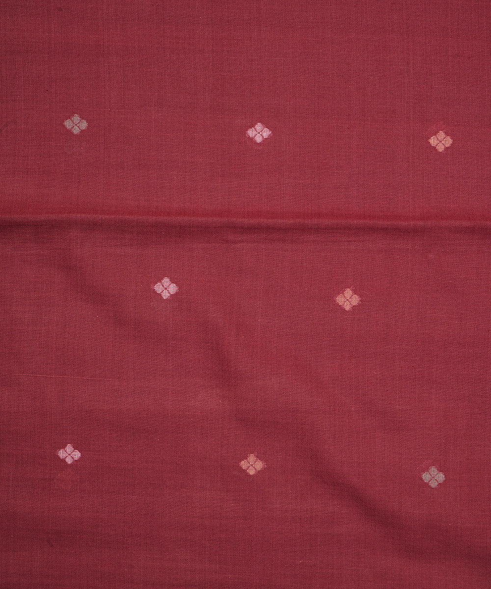 Red handloom bengal cotton jamdani fabric
