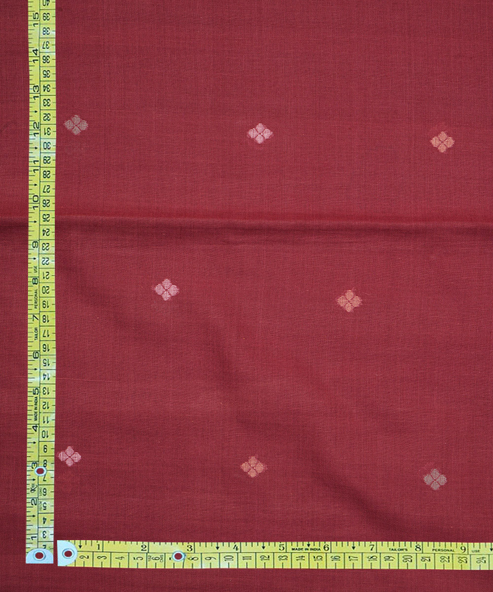 Red handloom bengal cotton jamdani fabric