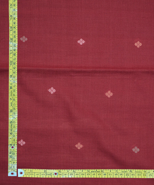 Red handloom bengal cotton jamdani fabric