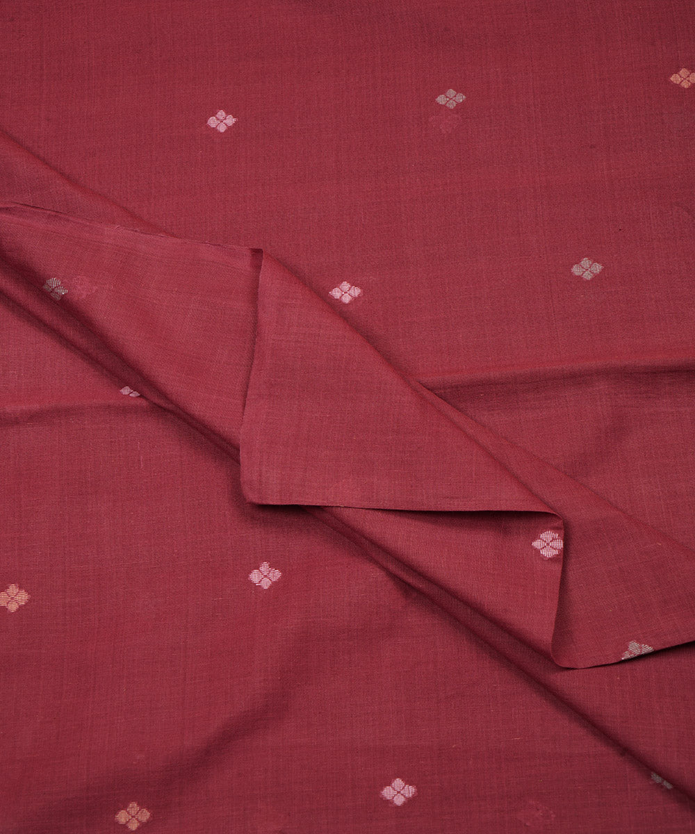 Red handloom bengal cotton jamdani fabric