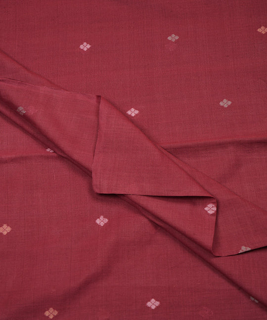 Red handloom bengal cotton jamdani fabric