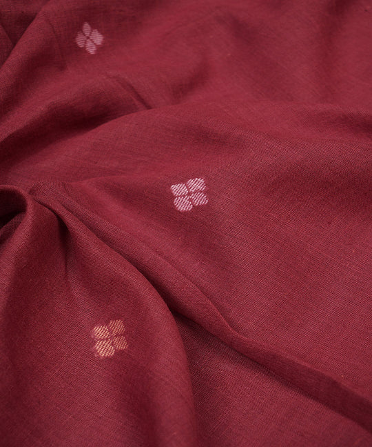 Red handloom bengal cotton jamdani fabric