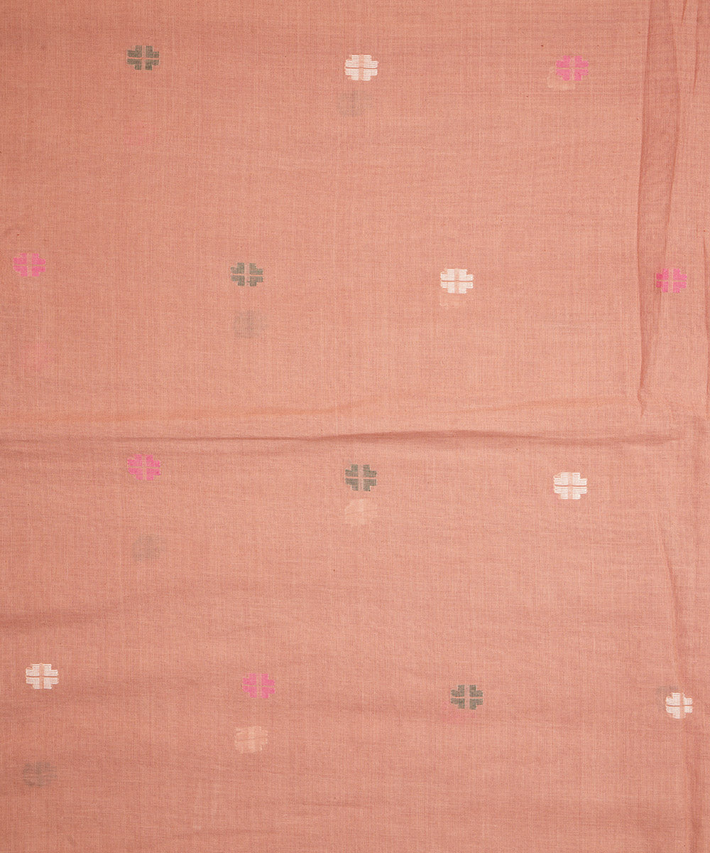 Light mauve handloom bengal cotton jamdani fabric