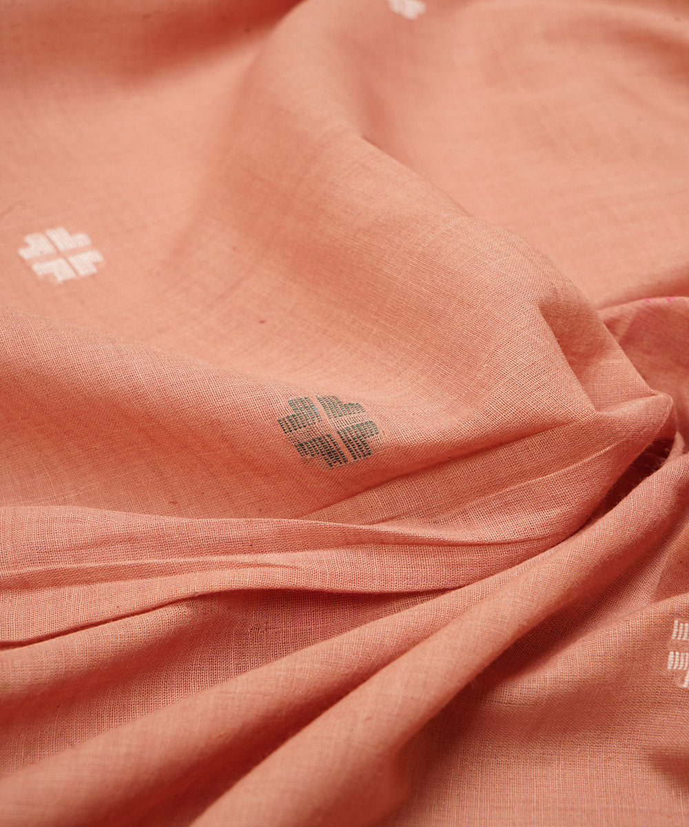 Light mauve handloom bengal cotton jamdani fabric