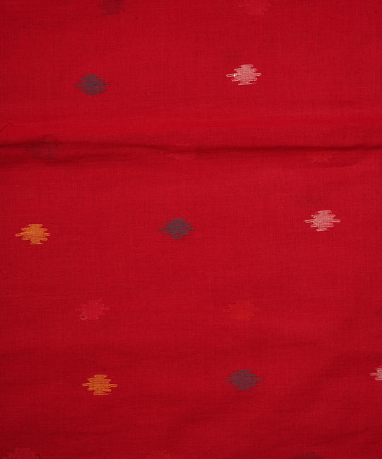 Red hand loom bengal cotton jamdani fabric