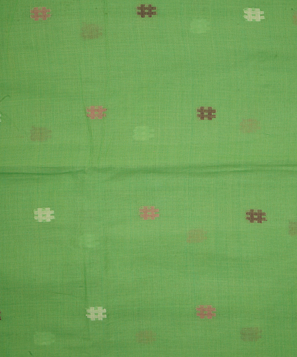 Light green handloom bengal cotton jamdani fabric