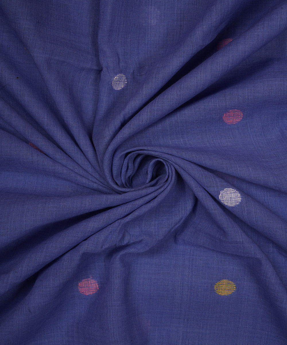 Blue handloom bengal cotton jamdani fabric