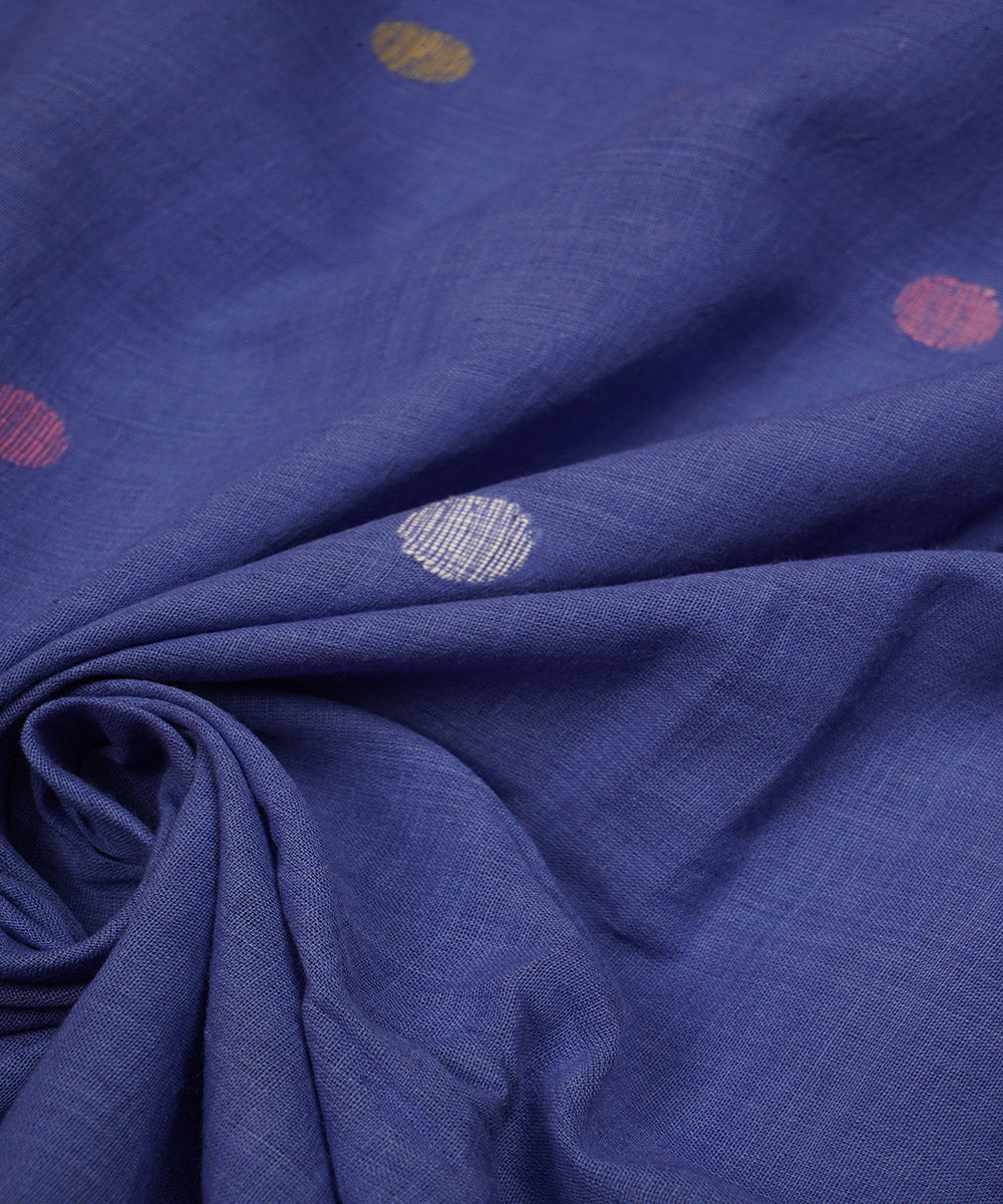 Blue handloom bengal cotton jamdani fabric