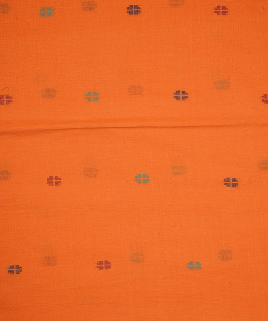 Orange handloom bengal cotton jamdani fabric