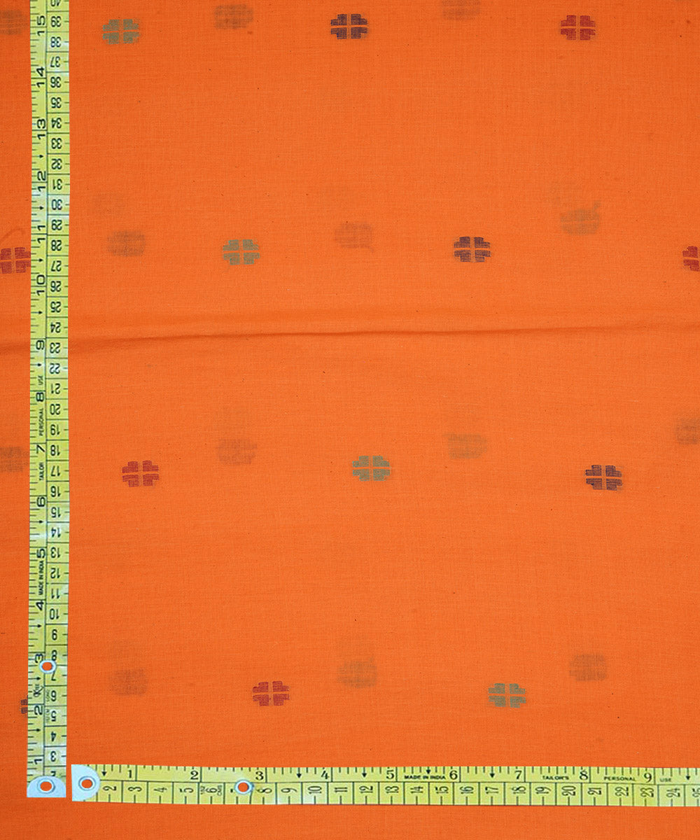 Orange handloom bengal cotton jamdani fabric