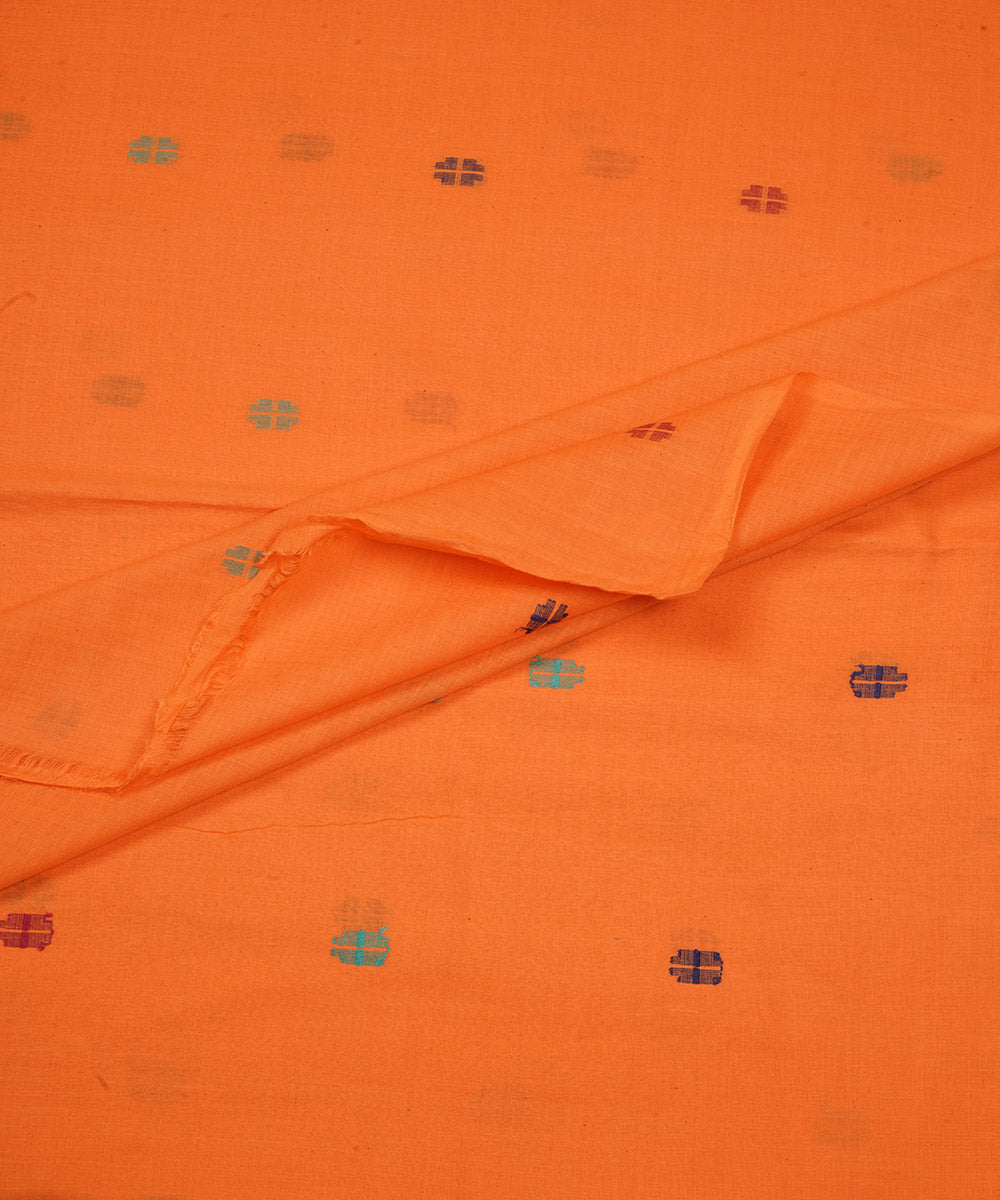 Orange handloom bengal cotton jamdani fabric