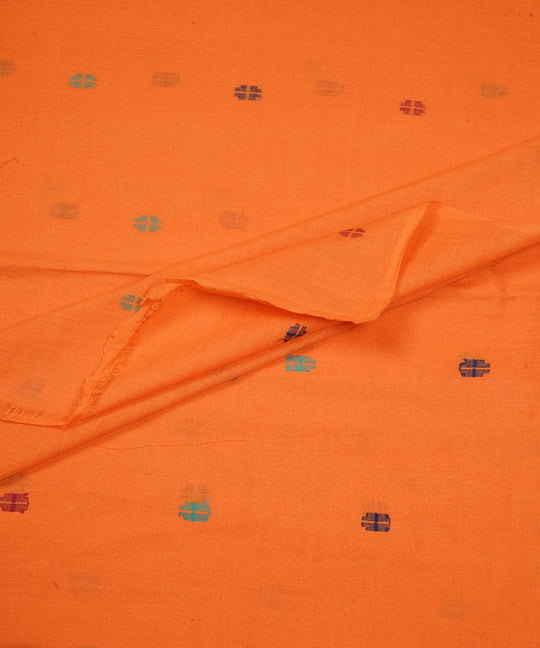 Orange handloom bengal cotton jamdani fabric