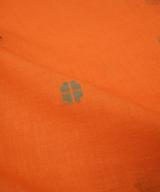 Orange handloom bengal cotton jamdani fabric