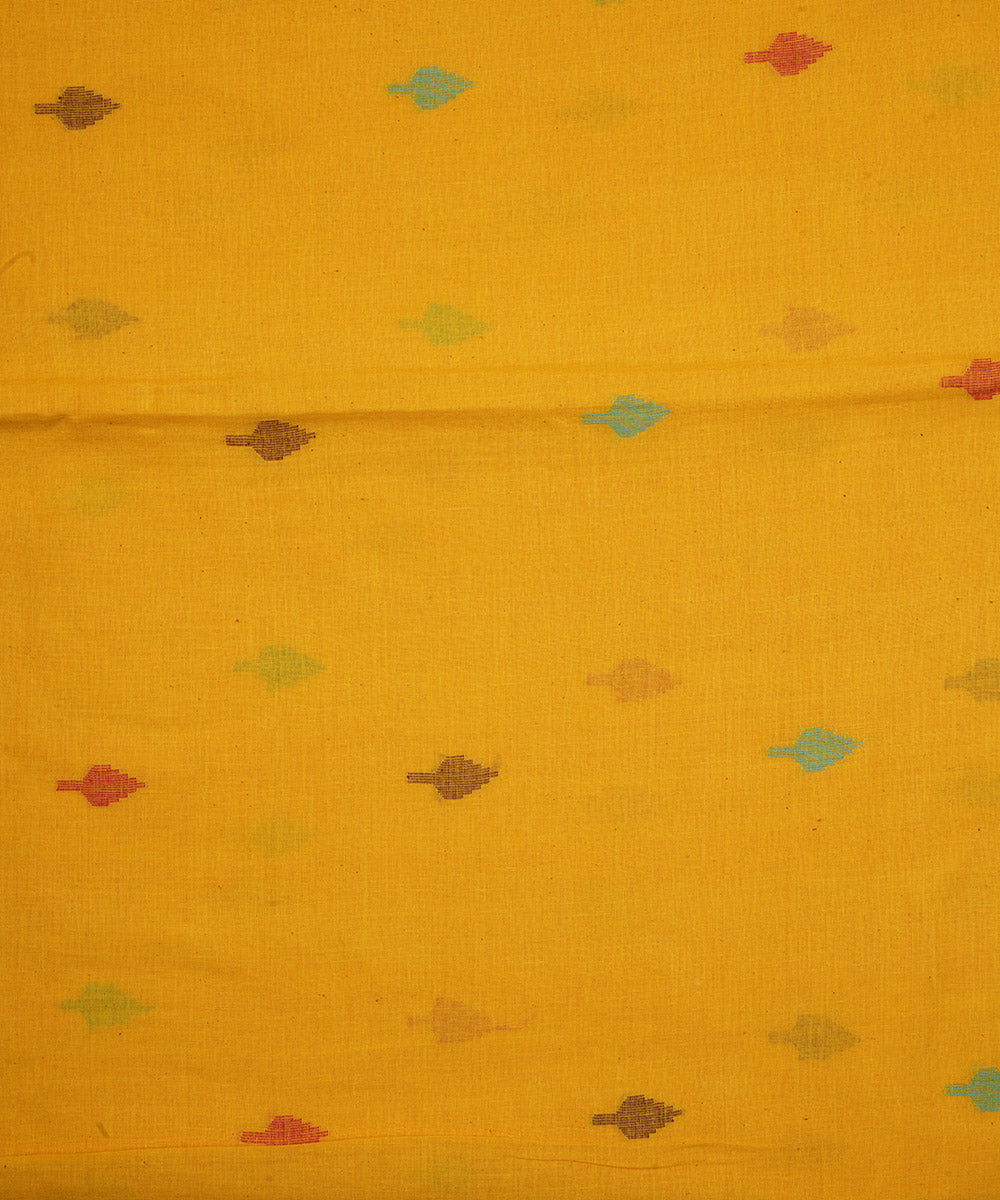Yellow handloom bengal cotton jamdani fabric