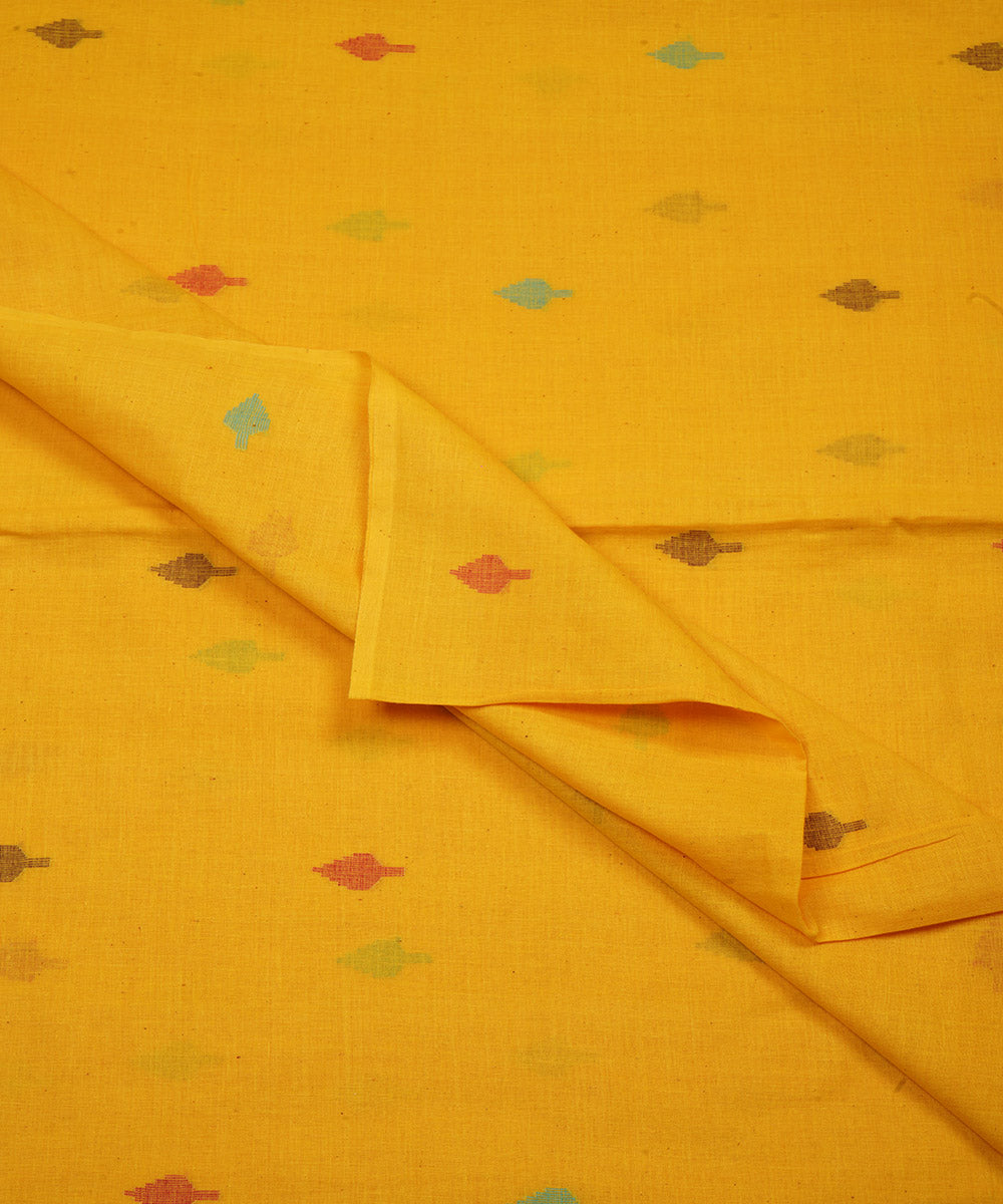 Yellow handloom bengal cotton jamdani fabric