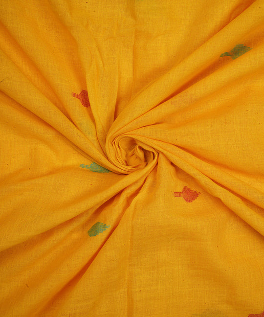 Yellow handloom bengal cotton jamdani fabric