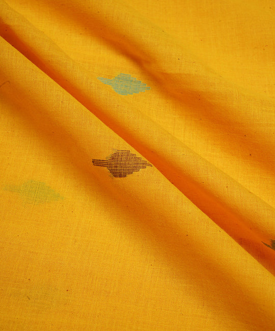 Yellow handloom bengal cotton jamdani fabric