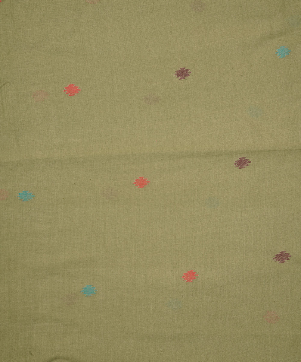 Sage green handloom bengal cotton jamdani fabric