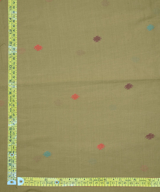 Sage green handloom bengal cotton jamdani fabric