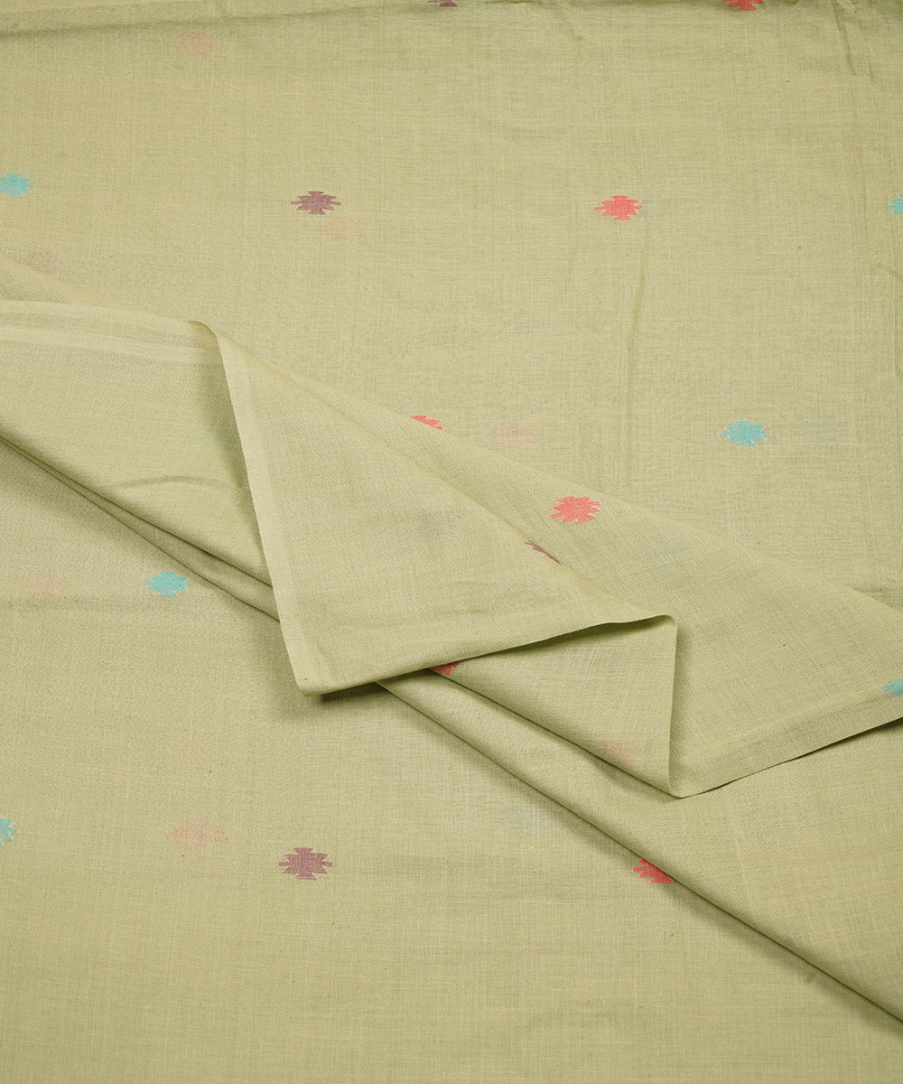 Sage green handloom bengal cotton jamdani fabric